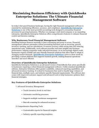Maximizing Business Efficiency with QuickBooks Enterprise Solutions- The Ultimate Financial Management Software