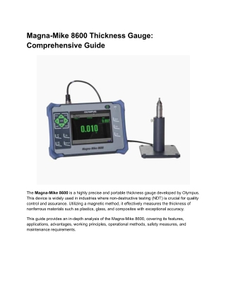 Magna-Mike 8600 Thickness Gauge Comprehensive Guide