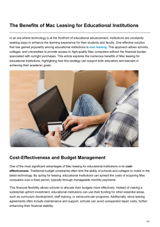The Benefits of Mac Leasing for Educational Institutions