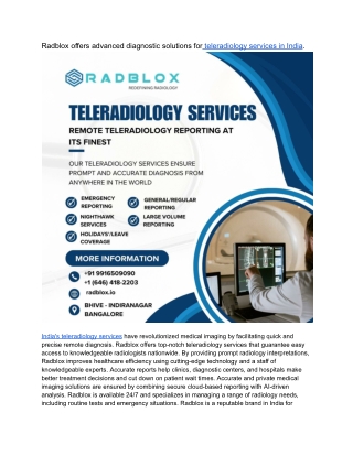Radblox offers advanced diagnostic solutions for teleradiology services in India