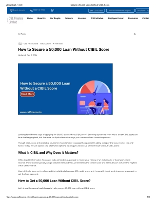 Secure a 50,000 Loan Without CIBIL Score