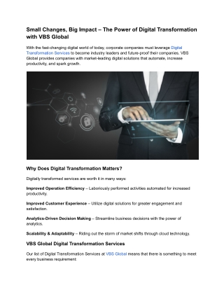 Small Changes, Big Impact – The Power of Digital Transformation with VBS Global