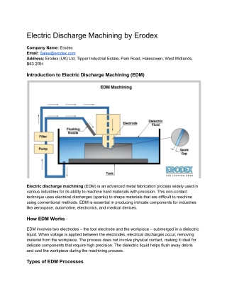 Electric Discharge Machining by Erodex