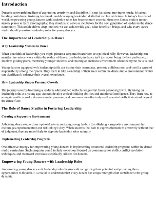 Empowering Young Dancers with Leadership Roles