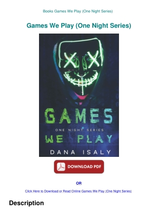 Books  Games We Play (One Night Series)