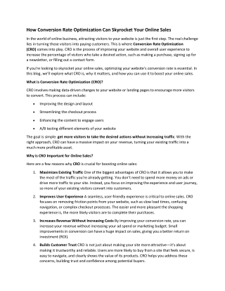 How Conversion Rate Optimization Can Skyrocket Your Online Sales