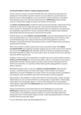 Correctional Facilities in Ontario