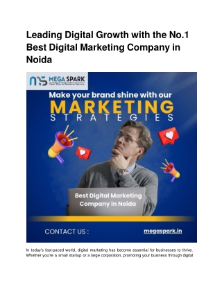 Leading Digital Growth with the No.1 Best Digital Marketing Company in Noida