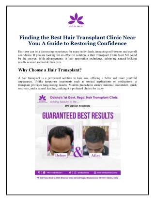 Finding the Best Hair Transplant Clinic Near You A Guide to Restoring Confidence