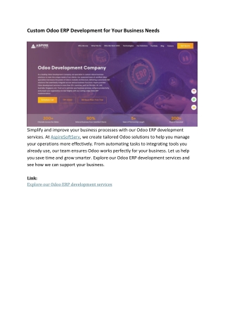 Custom Odoo ERP Development Services | AspireSoftServ