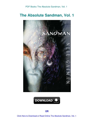 PDF Books The Absolute Sandman  Vol. 1