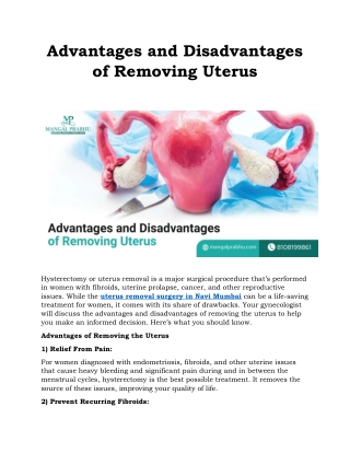 Advantages and Disadvantages of Removing Uterus
