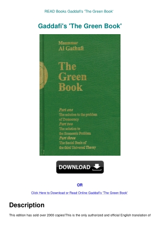 READ Books Gaddafi's 'The Green Book'