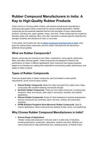 Rubber Compound Manufacturers in India_ A Key to High-Quality Rubber Products