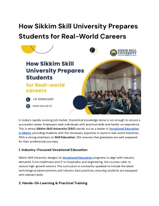 How Sikkim Skill University Prepares Students for Real-World Careers