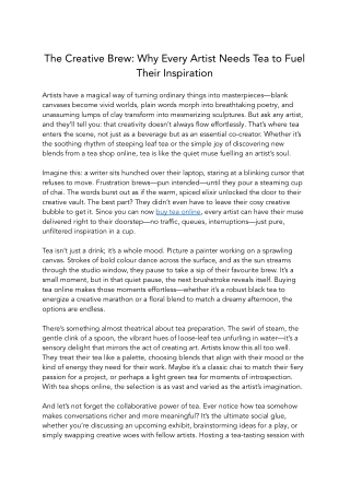 The Creative Brew Why Every Artist Needs Tea to Fuel Their Inspiration