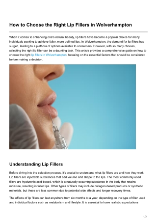 How to Choose the Right Lip Fillers in Wolverhampton