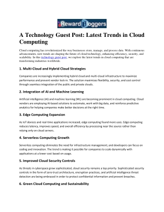 Latest Trends in Cloud Computing