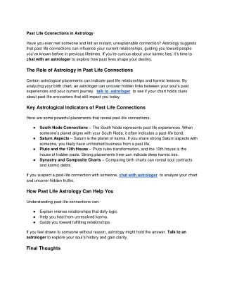 Past Life Connections in Astrology