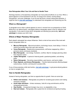 How Retrogrades Affect Your Life and How to Handle Them