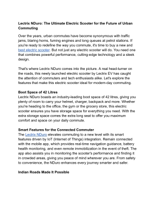 Lectrix NDuro_ The Ultimate Electric Scooter for the Future of Urban Commuting