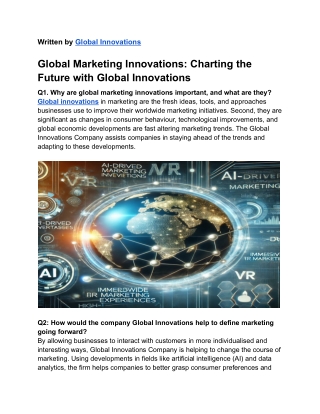 Global Marketing Innovations_ Charting the Future with Ideas from Global Innovations