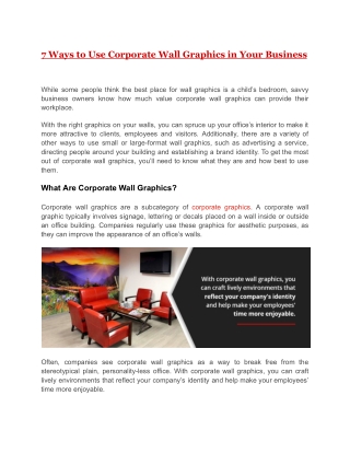 7 Ways to Use Corporate Wall Graphics in Your Business