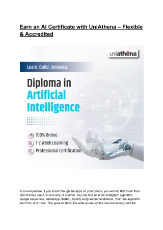 Earn an AI Certificate with UniAthena – Flexible & Accredited