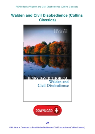 READ Books Walden and Civil Disobedience (Collins Classics)