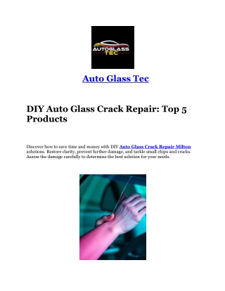 Auto Glass Crack Repair Milton