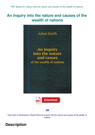 PDF Books An inquiry into the nature and causes of the wealth of nations
