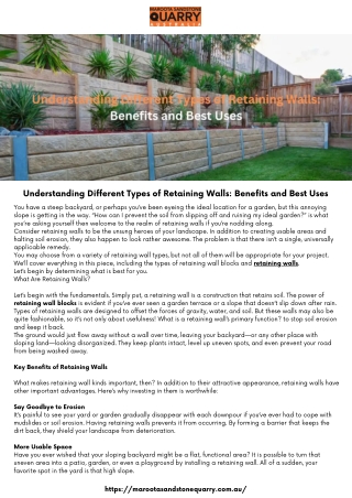 Understanding Different Types of Retaining Walls Benefits and Best Uses