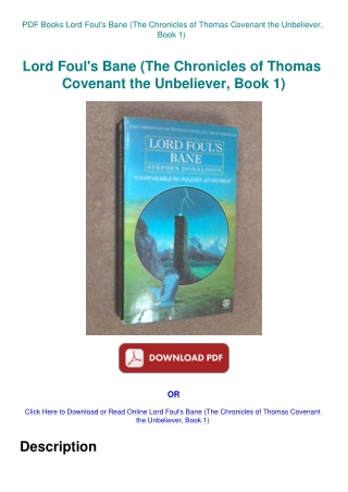 PDF Books Lord Foul's Bane (The Chronicles of Thomas Covenant the Unbeliever  Book 1)