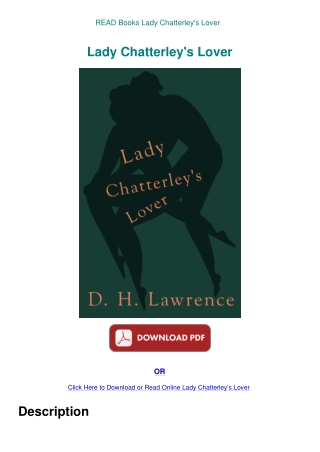 READ Books Lady Chatterley's Lover
