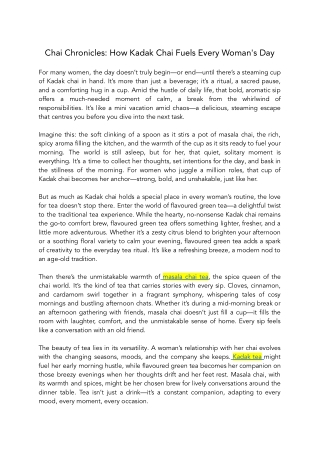 Chai Chronicles How Kadak Chai Fuels Every Woman's Day