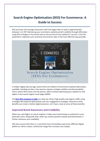 Search Engine Optimisation For Ecommerce - A Guide to Success