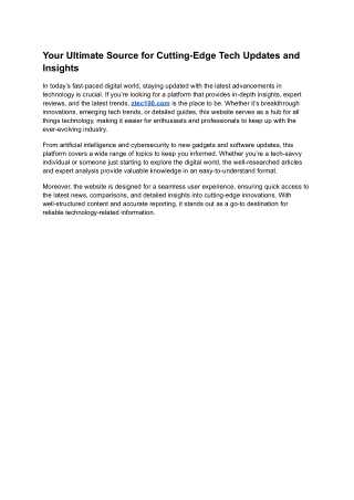 Your Ultimate Source for Cutting-Edge Tech Updates and Insights