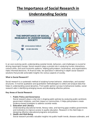 The Importance of Social Research in Understanding Society