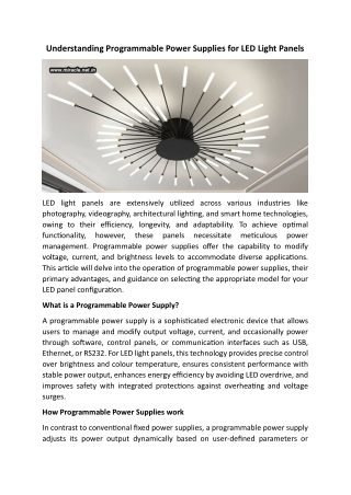 Understanding Programmable Power Supplies For LED Light Panels