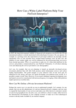 How Can a White-Label Platform Help Your FinTech Enterprise