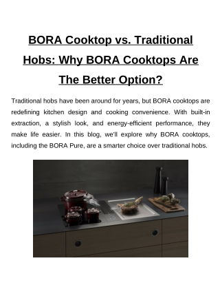 BORA Cooktop vs. Traditional Hobs: Why BORA Cooktops Are The Better Option?
