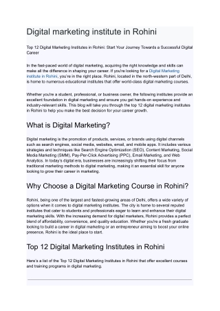 Digital marketing institute in Rohini