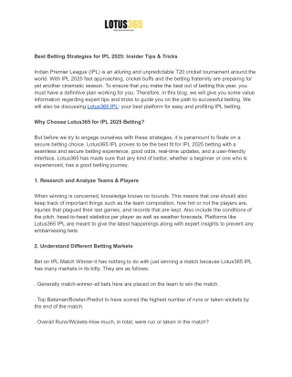 Best Betting Strategies for IPL 2025_ Insider Tips & Tricks