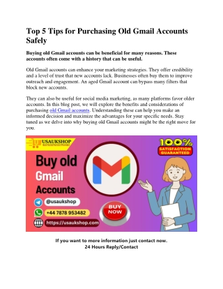 Top 5 Tips for Purchasing Old Gmail Accounts Safely