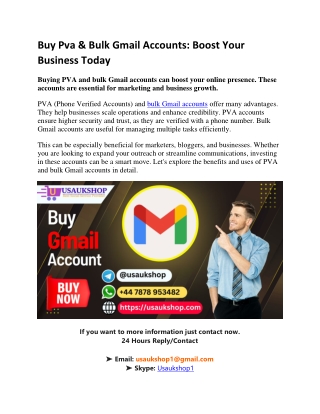 Buy Pva & Bulk Gmail Accounts Boost Your Business Today