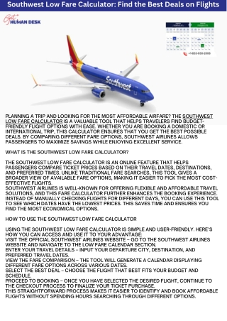 Southwest Low Fare Calculator