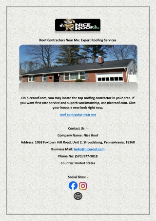 Roof Contractors Near Me: Expert Roofing Services