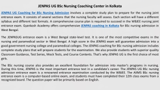 JENPAS UG BSc JEPBN Post Basic BSc AIIMS Nursing Coaching Center in Kolkata