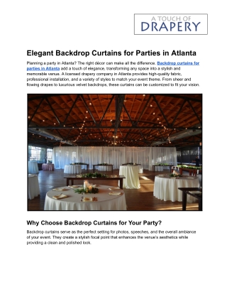 Elegant Backdrop Curtains for Parties in Atlanta