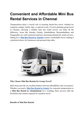 Mini Bus Rental in Meenambakkam